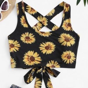 ZAFUL Sunflower Criss-Cross Crop